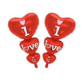 Dzrige 38 Inch I Love U Balloons I Love You Foil Balloons Red Love Heart Balloons for Valentines Day Party Engagement Anniversary Wedding Decor Supplies (2Pcs)