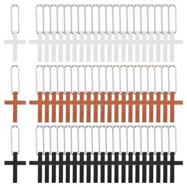 DICOSMETIC 90Pcs 3 Colors Wooden Cross Bulk Wood Cross Charms Mini Cross Pendant Hanging Ornament Small Prayer Charm for DIY Necklace Bracelet Earring Keychain Jewelry Craft Making