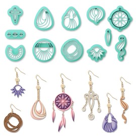 ORIGACH 12 Pcs Boho Knot Macrame Polymer Clay Cutters, Dream Catcher Design Clay Cutters for Polymer Clay Jewelry Earrings with a Clear Storage Box