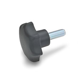 Ganter Normelemente GN 6336.4-ST-63-M12-20 4-ST-63-M12-20 Star Grip Screws Matte Black Matt Thread Length L1: 20 mm Pack of 5