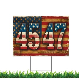America 45 47 President Trump in 2024 12x18" Horizontal Yard Sign (Outdoor, Weatherproof Corrugated Plastic) Metal Stake Included, by M&R