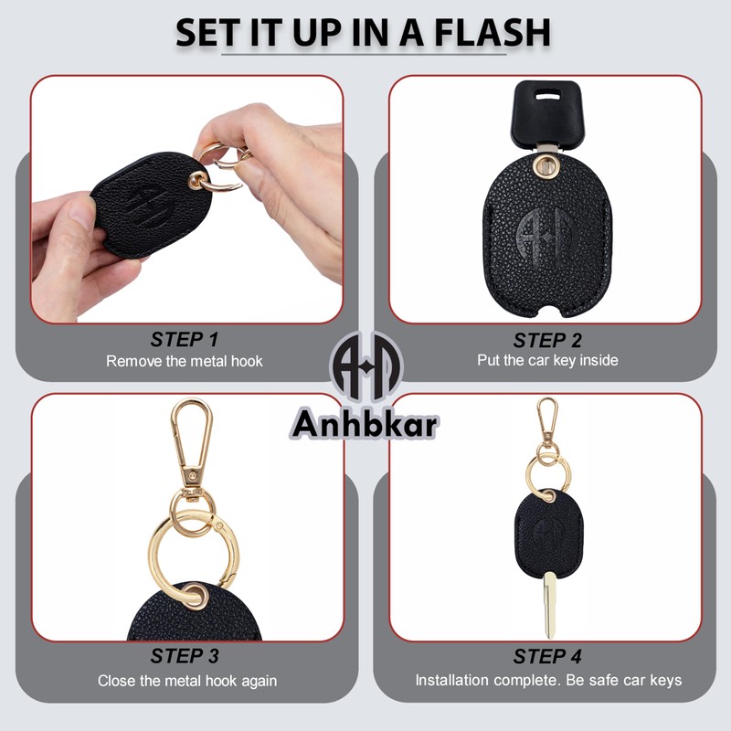 ANHBKAR Leather Keys Sleeve for Broken Car Key Loop Replacement