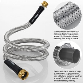 IRRIGLAD Garden Hose 304 Stainless Steel Metal Braided Hose, Lightweight, Kink-Free, Tough, Flexible Water Hose, Rust Proof, Puncture, Portable, 1/2" Aircraft Grade Aluminum Alloy Connector, 25FT