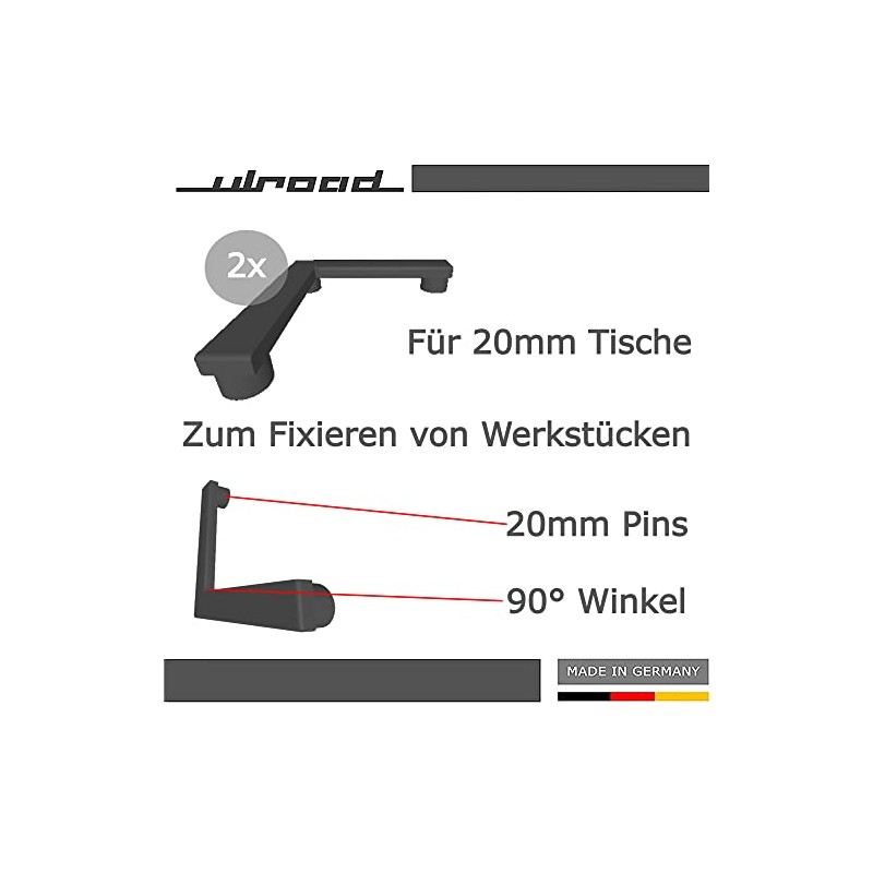 ULROAD Pack of 2 Bench Hooks 20 mm 90° Angle
