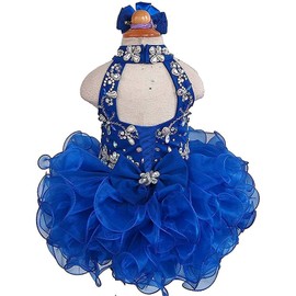 Junguan - Vestidos cortos de fiesta de cumpleaños para bebés y niñas, vestido de fiesta de cumpleaños con tutú, Azul Real, 3 Años