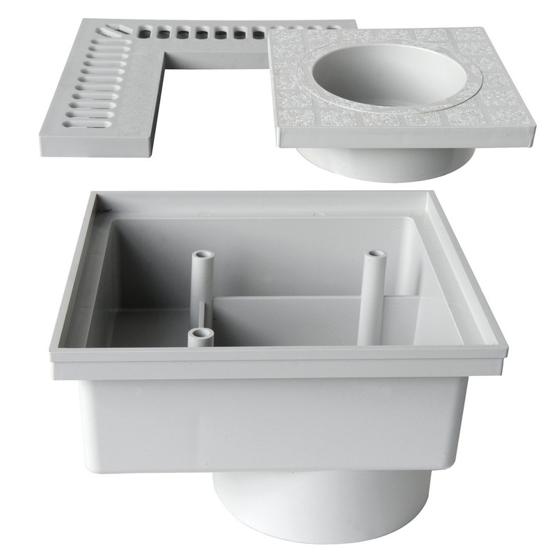 First Plast chan20g-y Manhole Cover syphom Corner in PVC, Grey,