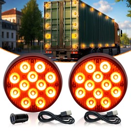Nrgedzam 2PCS Caution Lights, Battery Operated Amber LED Emergency Strobe Lights Rechargeable Magnetic Warning Mini Beacon Strobe Flashing Lights for Vehicles Trucks Trailer Van Tow Car (Amber)