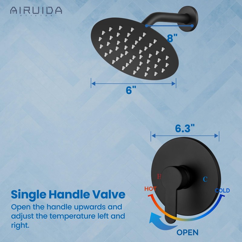 Airuida Shower Faucet Set,Single Function Shower Trim Kit,Wall Mount 6