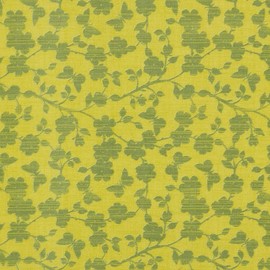 Kt KILOtela Fabric Sold by the Metre for Patchwork - 100% Cotton - 110 cm Width - Length Available from 50 cm in 50 cm | Plants and Butterflies - Yellow, Green