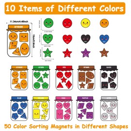 10 Packs Shape & Color Recognition Magnetic Sorting Set for Toddlers Educational Magnet Color Shape Matching Magnet for Kids Preschool Learning Magnets for Refrigerator Whiteboard Classroom Game