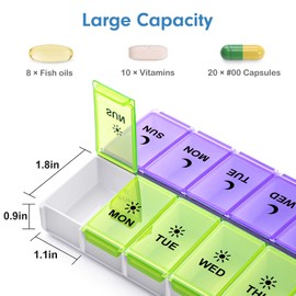DANYING DANYING Large Pill Organizer 2 Times a Day, Weekly Pill Box 2 Per Day, AM PM Pill Case, Pill Container 7 Day, Vitamin Case Twice a Day