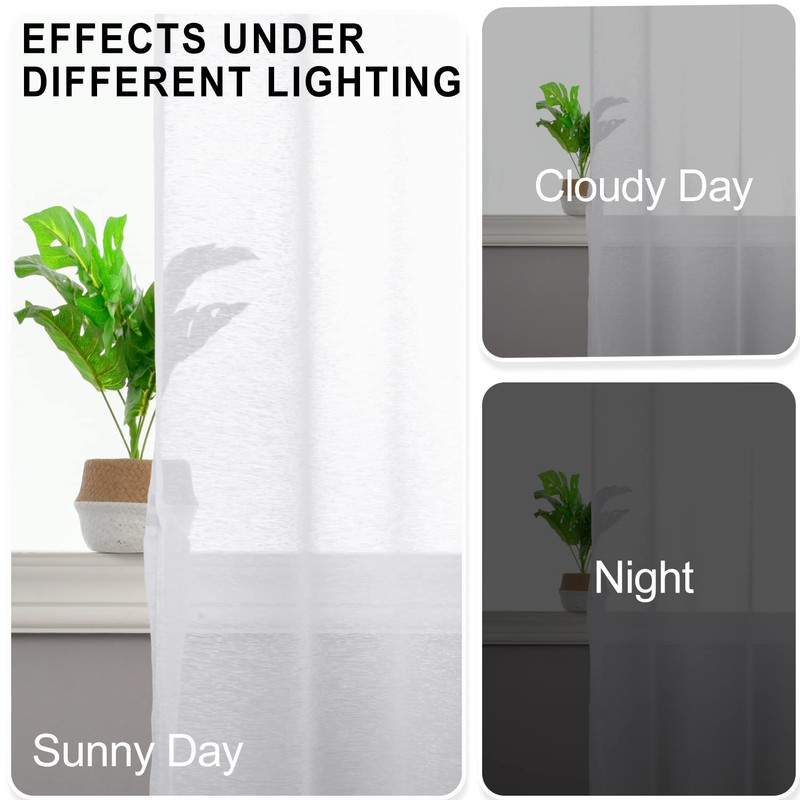 JIUZHEN White Sheer Curtains 84 Inches Long - Grommet Semi