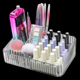 heemeei Nail Drill Machine & Bits Storage Box, 10 Holes Transparent Acrylic Drill Bit Holder, Plastic Nail Drill Tool Displayer Holder Case for Nails, Professional Nail Drill Grinding Bit Organizer