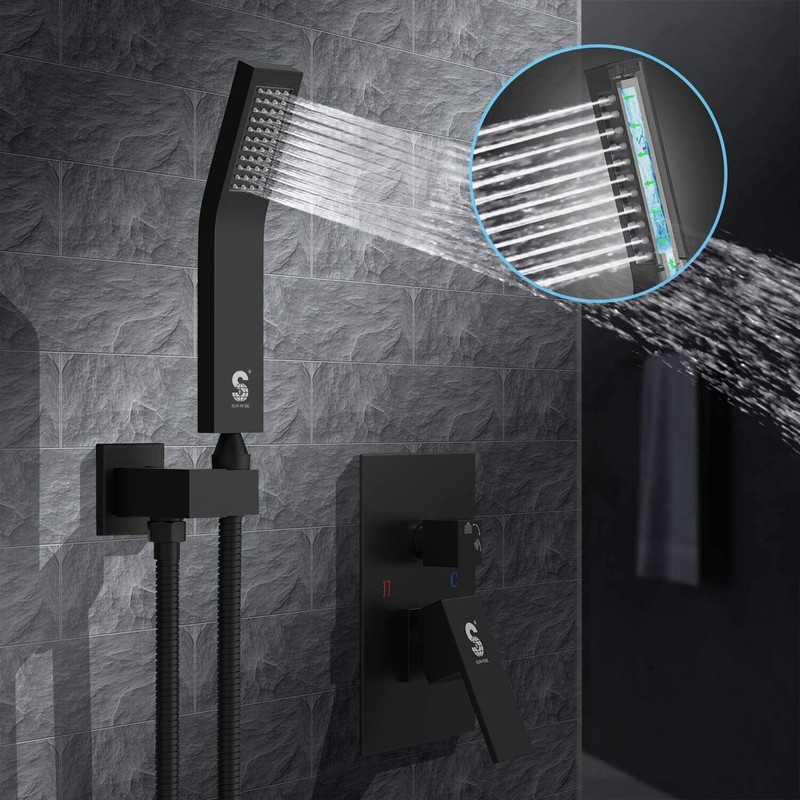 SR SUN RISE Matte Black Shower Faucet System Set 8"