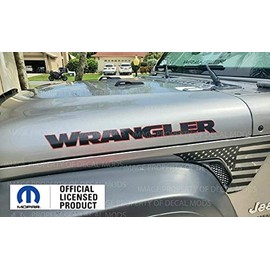 Decal Mods Wrangler Hood Graphic Decals Stickers fits Jeep Wrangler JK & JL (2007-2024) Black Red Outline (Set of 2) FJ3Y7