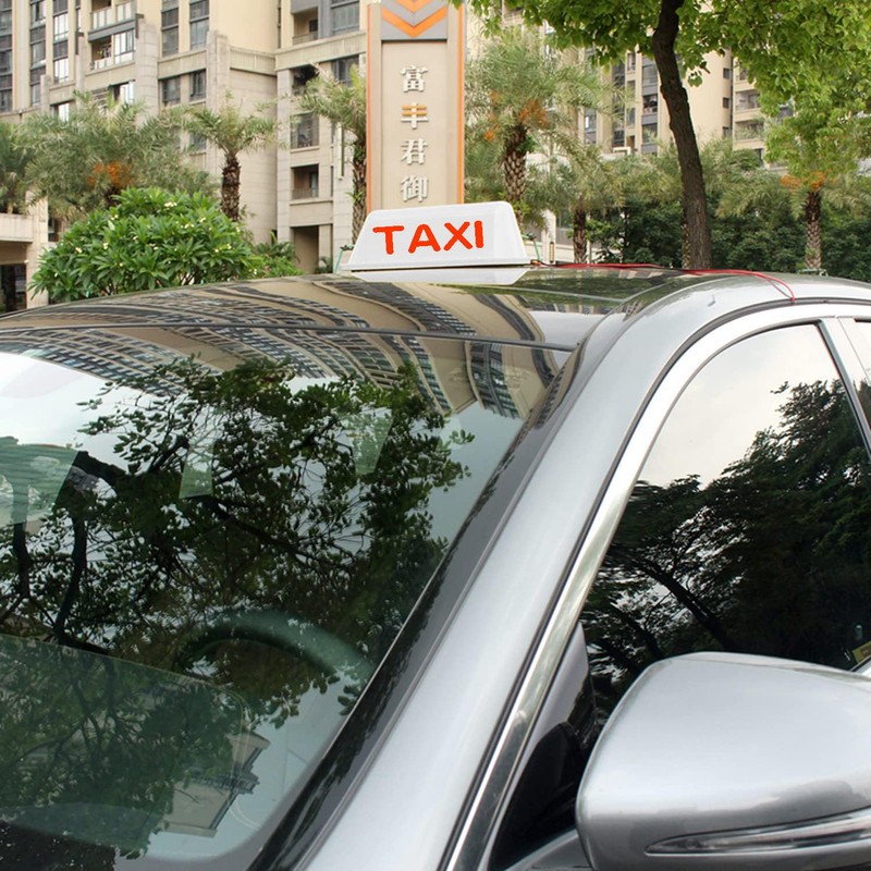 ABUKALIXIN TAXI Logo Sign Top LED Light Roof Drivers Battery