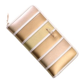 Clelia CL-11177 Women's Long Wallet, Multicolor, Striped, Round Zipper, Bellezza Series