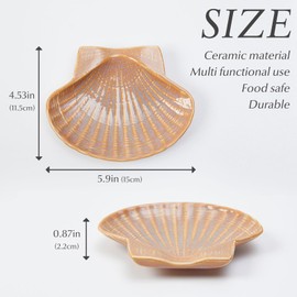 Pretty Jolly Ceramic Spoon Rest for Stove Top Shell Shape Large Kitchen Spoon Holder for Counter Brown Utensil Rest for Coffee Bar Home Decorative Cooking Spatula Rest 5.9in