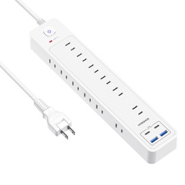 Extension Cord, 3.3 ft (1 m), Power Strip with USB, 12 AC Outlets, 4 USB Ports (2 C Port + 2 A Ports), Outlet Tap, Bulk Switch, Table Tap, Individual Switch, Thunder Guard Function, OA Tap, Multi-Tap,