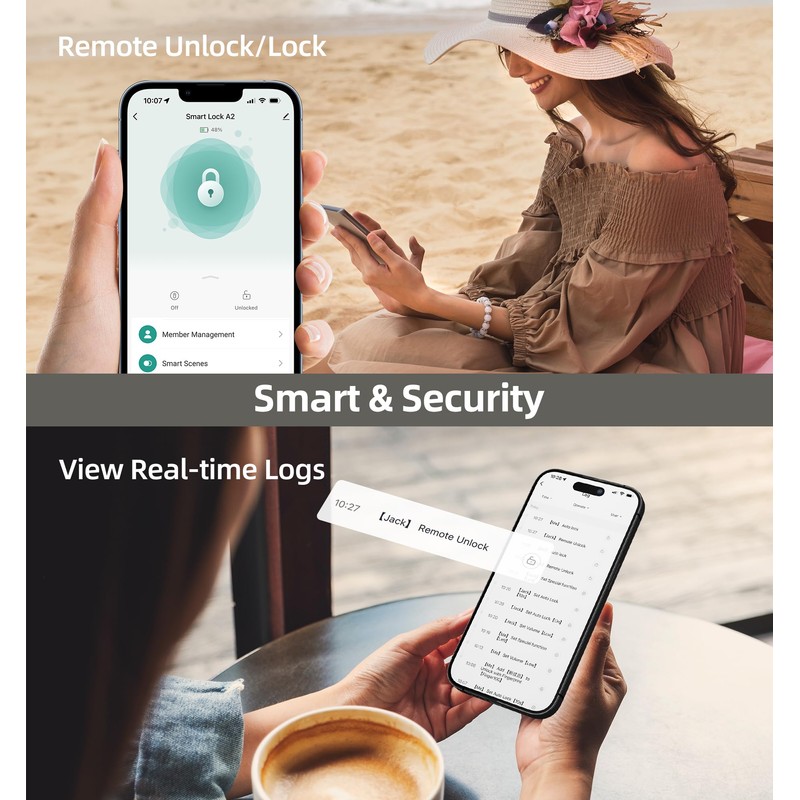 Keyless Fingerprint Door Lock Set: HEANTLE WiFi Front Door Lock