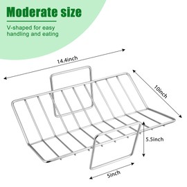 E-far Turkey Roasting Rack, Stainless Steel Rib Rack for Roasting, Grilling and Smoking, 14.4 x 10 inches, V Shaped & Heavy Duty, Dishwasher Safe (Large)