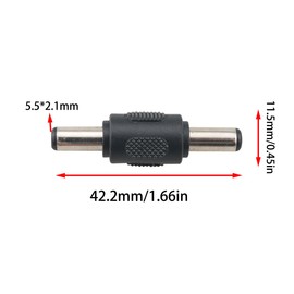 Ruiwaer 5PCS Black 5.5mm x 2.1mm DC Power Adapter DC Barrel Power 2.1mm X 5.5mm Male to Male Coupler Connector DC Power Jack Adapter Barrel Connector for CCTV Camera