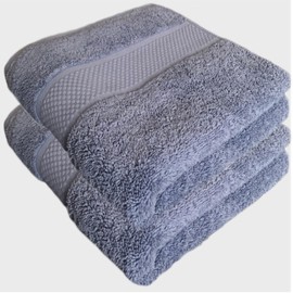 Sue Rossi Hand Towels 100% Turkish Organic Combed Cotton, Bathroom Or Kitchen Towel, 600gsm Thick, Very Soft Plush & Absorbent, 50 x 90cm, Single Or Twin Set Premium Quality (Pacific blue, 2)