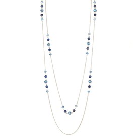 Noessla - Collar largo de plata para mujer, diseño bohemio en capas, para mujer, joyería de moda, regalo del día de la madre, Piedra, Sin piedra preciosa