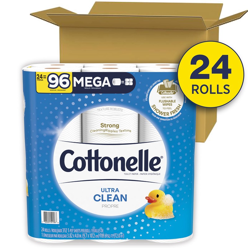 Cottonelle Ultra Clean Mega Bathroom Tissue, White, 312 Sheets Per
