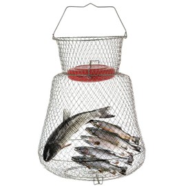 weyleity Floatable Galvanized Steel Wire Fish Basket丨Collapsible and Portable Fishing Basket Cage, Robust and Easy to Use Fish Basket for Live Catch Outdoors