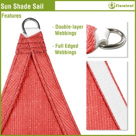 FLORALEAF Right Triangle Sun Shade Sail Bright Red 10'x10'x14.1' Air Permeable Shade Cloth Heavy Duty Canopy Awning for Patio Backyard Lawn Garden Outdoor
