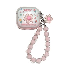 Casevita Cute Case Compatible with AirPods 4 with Active Noise Cancelling with Strap, Clear 3D Flowers for Women Shockproof Protective Case Compatible with AirPods 4