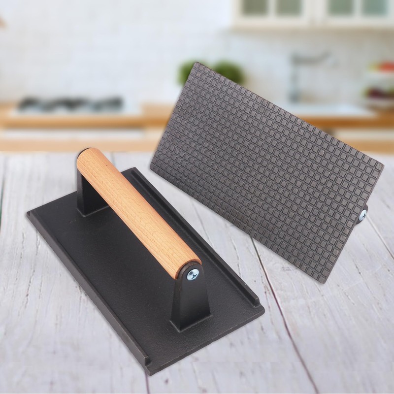 3 Packs 8.26 x 4.3 Inch Cast Iron Grill Press