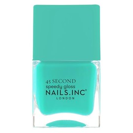 Nails Inc 45 Second Speedy Gloss, Mila, verde azulado, brillante, sin astillas, larga duración, secado rápido, secado al aire, manicura y pedicura profesionales, uñas de manos y pies, esmalte de uñas vegano, 0.47 onzas líquidas