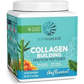 Vegan Collagen Building Powder Protein Peptide with Biotin Vitamin C Hyaluronic Acid Collagen Protein Powder for Hair Skin Nail Dairy Free Gluten Free | Unflavored by Sunwarrior