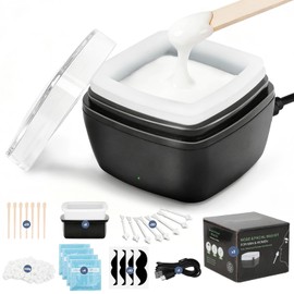 Nose Wax Kit Men, Nose Ear Hair Waxing Kit 100g Wax, 45 Sticks, 2 Silicone Pots, Nose Ear Hair Removal Kit, USB Fast Heat, Smart Constant Temp, Multi-Accessories, Black
