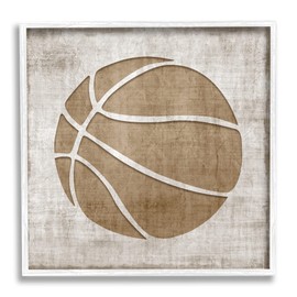 Stupell Industries Rustic Basketball Silhouette Shape Sports Team Ball Framed Wall Art, Design By Natalie Carpentieri