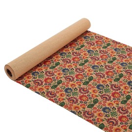 OLYCRAFT 2Pcs Flower Pattern Cork Fabric 60x12 Inch Retro Patterns Cork Wood Craft Fabric Thin Soft Cork Fabric Cork Fabric Sheets Wood Cork Sheets Accessories for Handcrafts Cutting DIY Projects