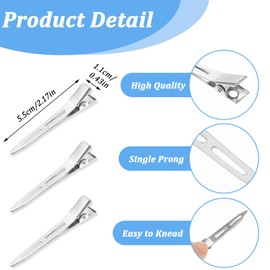 Nogeqi Pack of 30 Women's Silver Hair Clips, Hairdresser Tortoise Metal Hair Clips, Curls Fixing Curler Clips with Holes for Women Girls Hairdressing Salon Hair Styling