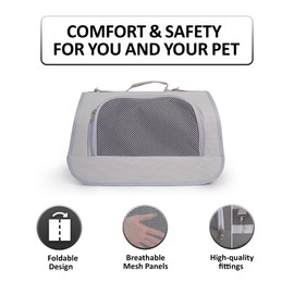 Small Pet Carrier, for Cats or Small Dogs, Dog Carrier Bag, Folding Small Dog Carriers, Travel Waterproof Pet Carrier (Up to 10 lbs, Grey)