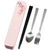 Tatsumiya Cutlery 3-Piece Set, Chopsticks, Spoon, Fork, Pink Size: Approx.