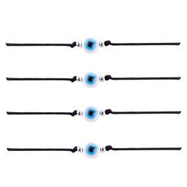SUMMER LOVE Hand Made 12Pcs Evil Eye Bracelets Pack Bulk Set Women Men Evil Eye Anklet Jewelry Protection Braclet Black Red String (4Pcs Black Gold)