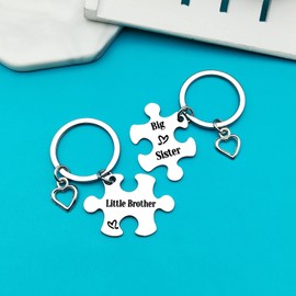 Ximalun Sister and Brother Keyrings Brother and Sister Gifts for Big Sister Little Brother Keyring Set Brother Gifts from Sister Christmas Birthday Gifts Sibling Gifts for Brother and Sister