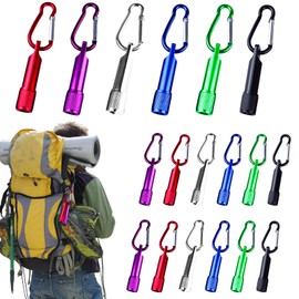 Vaileal Pack of 18 Mini Torches, LED Key Fob Torch, Coloured Aluminium Torch with Carabiner, Portable Torch Small for School, Outdoor, Hunting, Backpacking, Urgent