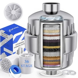 Veoryfly Shower Filter with Fan Blades, Vitamin C E Limescale Filter Shower with 2 Filter Cartridges to Remove Fluoride and Chlorine, Drastically Improves the Condition of Your Skin, Hair and Nails