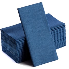 50 Pack Navy Napkins | Linen Feel Disposable Cloth Like Paper Dinner Napkins | Hand Towels | Soft, Absorbent, Paper Hand Towels for Bathroom,Kitchen,Parties,Weddings or Events
