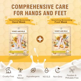 TEAWOO 18 pares de mascarillas hidratantes para manos y pies con miel, leche, vitamina E y glicerina, mascarilla hidratante intensamente para pies sec