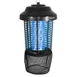OWLTRA OMT-E80 In/Outdoor Electronic Insect Killer & Catcher Lamp for Mosquitoes, Gnats, Aedes Mosquitoes, Flies, Moths & More with 2*40W UV Light & 4200V High Voltage Grid, 1.5 Acre Coverage, Black