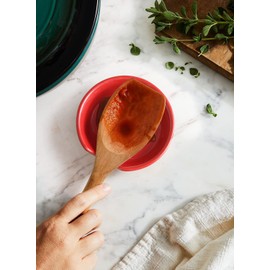 LE TAUCI Ceramic Spoon Rest for kitchen, 4.8 Inches Spoon Holder for Stove Top, Coffee Spoon Rest, Spoon Cradle, Kitchen Basics, Kitchen Accessories For Utensils, Set of 4, Red