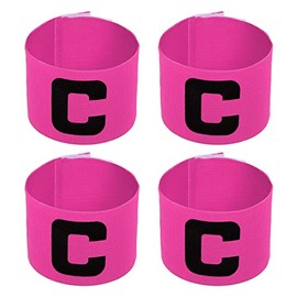 PATIKIL 11.8x2.8 Soccer Captain Armband, 4Pcs Nylon Elastic Protective Arm Badge for Youth Adult Team Training, Pink